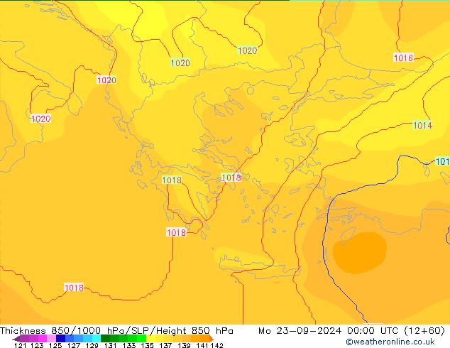 Thck 850-1000 гПа COAMPS пн 23.09.2024 00 UTC