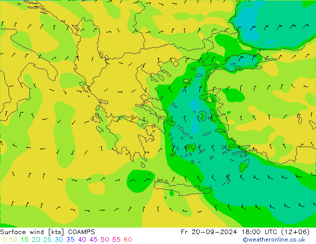 Surface wind COAMPS Pá 20.09.2024 18 UTC