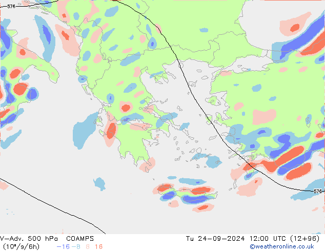 V-Adv. 500 гПа COAMPS вт 24.09.2024 12 UTC