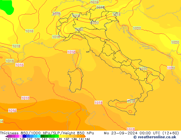 Thck 850-1000 hPa COAMPS lun 23.09.2024 00 UTC