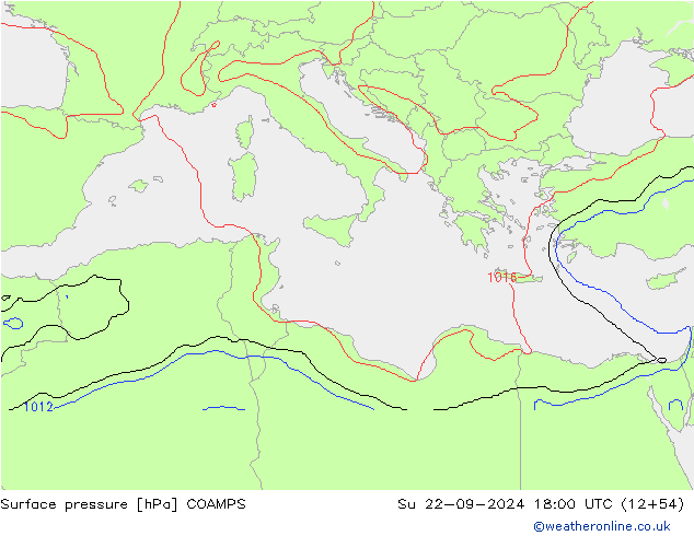 Surface pressure COAMPS Su 22.09.2024 18 UTC