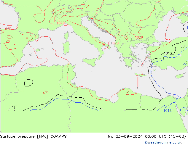 Atmosférický tlak COAMPS Po 23.09.2024 00 UTC