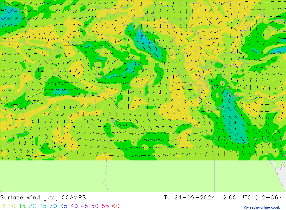 Viento 10 m COAMPS mar 24.09.2024 12 UTC