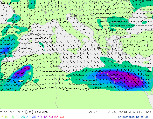 Wind 700 hPa COAMPS So 21.09.2024 06 UTC