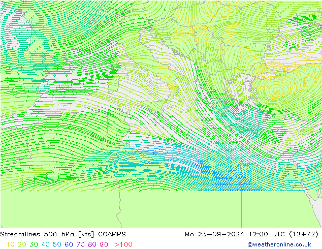 Linea di flusso 500 hPa COAMPS lun 23.09.2024 12 UTC