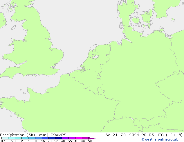 Precipitazione (6h) COAMPS sab 21.09.2024 06 UTC