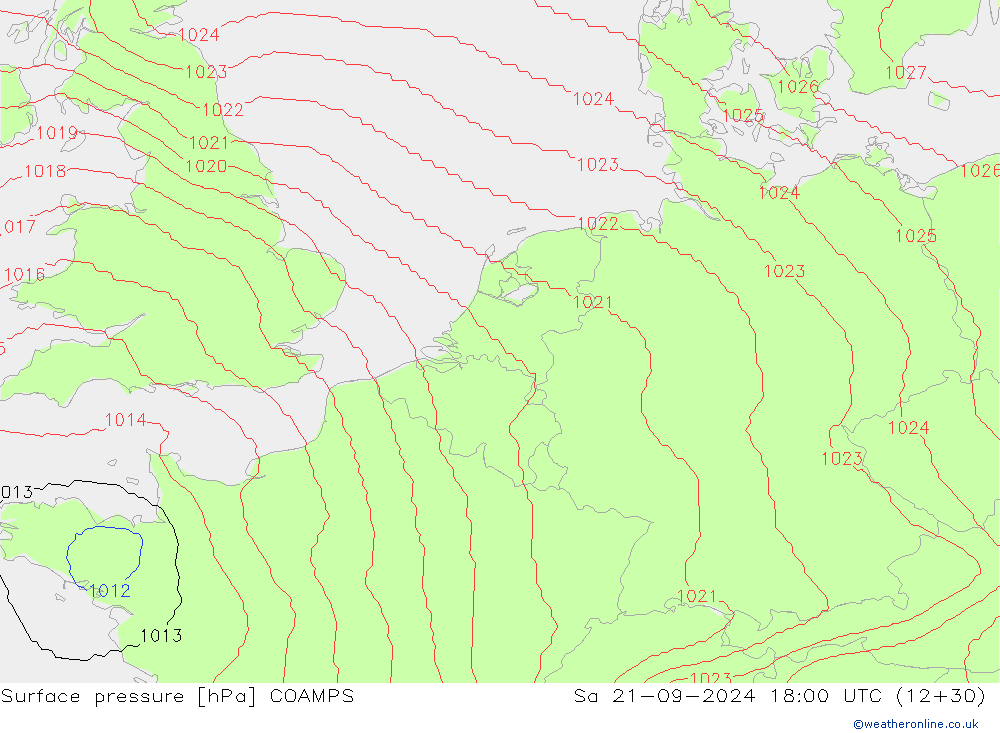 pressão do solo COAMPS Sáb 21.09.2024 18 UTC