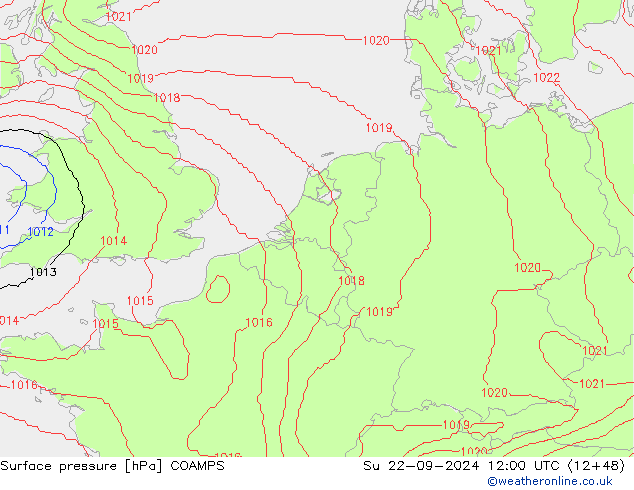 Atmosférický tlak COAMPS Ne 22.09.2024 12 UTC