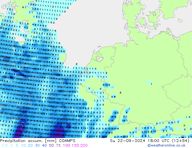 Precipitation accum. COAMPS Su 22.09.2024 18 UTC