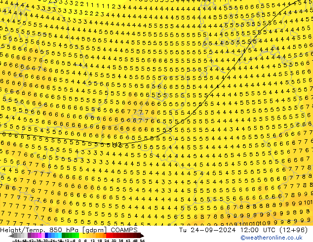 Height/Temp. 850 hPa COAMPS Ter 24.09.2024 12 UTC