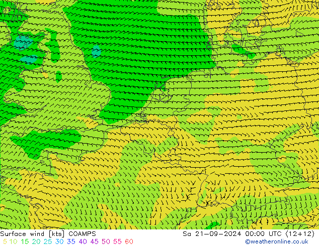 Surface wind COAMPS Sa 21.09.2024 00 UTC