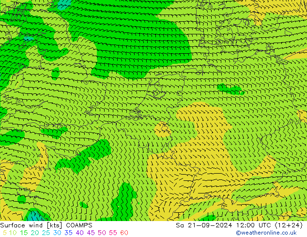 Surface wind COAMPS Sa 21.09.2024 12 UTC