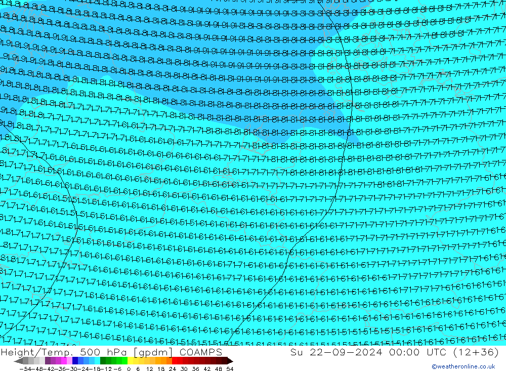 Height/Temp. 500 hPa COAMPS Su 22.09.2024 00 UTC