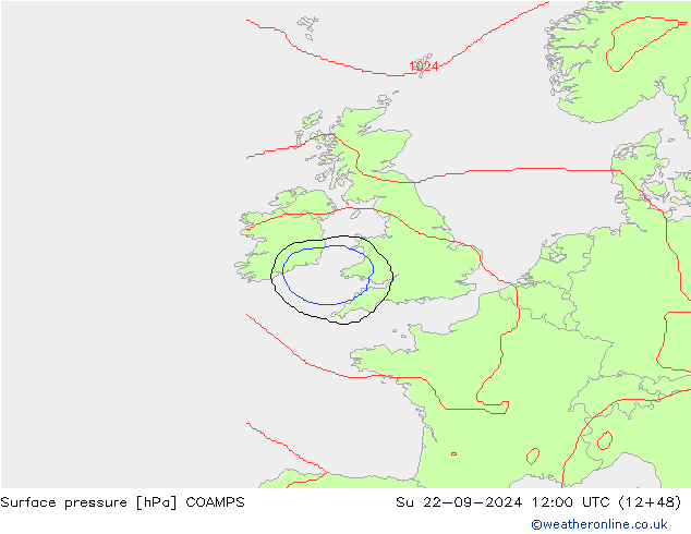 Surface pressure COAMPS Su 22.09.2024 12 UTC