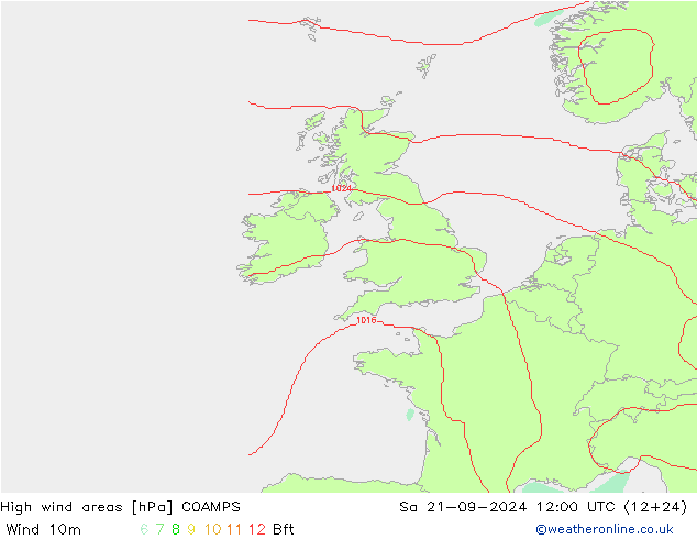 High wind areas COAMPS  21.09.2024 12 UTC