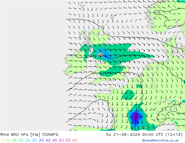 Vento 850 hPa COAMPS Sáb 21.09.2024 00 UTC