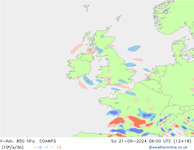 V-Adv. 850 hPa COAMPS Sáb 21.09.2024 06 UTC