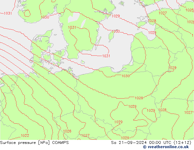 Surface pressure COAMPS Sa 21.09.2024 00 UTC