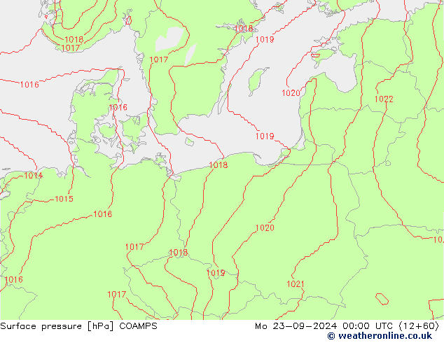 Surface pressure COAMPS Mo 23.09.2024 00 UTC