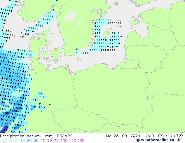 Toplam Yağış COAMPS Pzt 23.09.2024 12 UTC