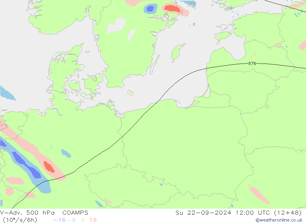 V-Adv. 500 hPa COAMPS So 22.09.2024 12 UTC