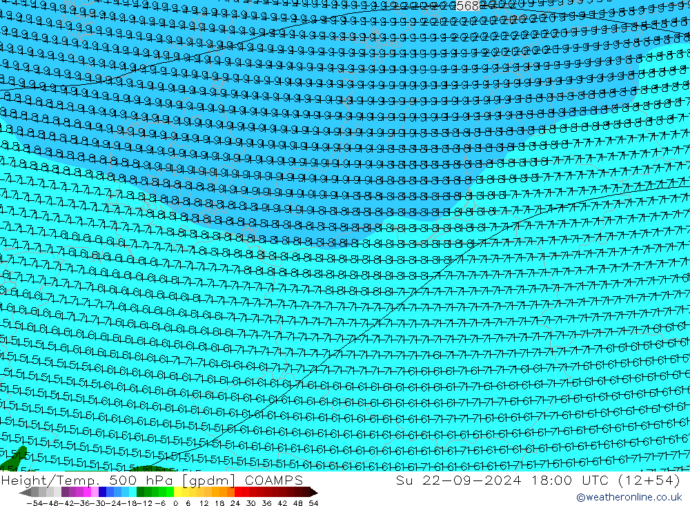 Height/Temp. 500 hPa COAMPS dom 22.09.2024 18 UTC