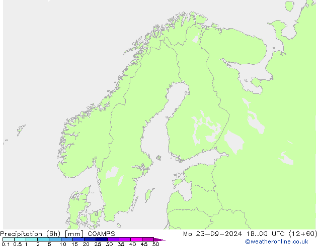 осадки (6h) COAMPS пн 23.09.2024 00 UTC