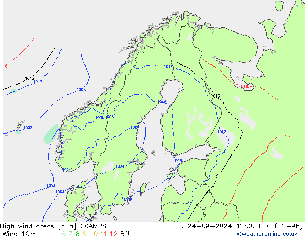 High wind areas COAMPS Tu 24.09.2024 12 UTC