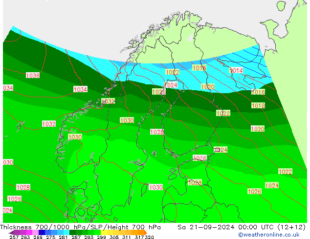 Thck 700-1000 hPa COAMPS 星期六 21.09.2024 00 UTC