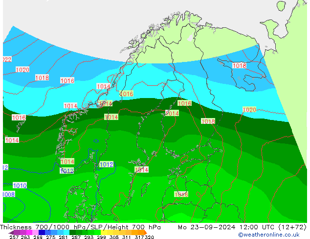 700-1000 hPa Kalınlığı COAMPS Pzt 23.09.2024 12 UTC