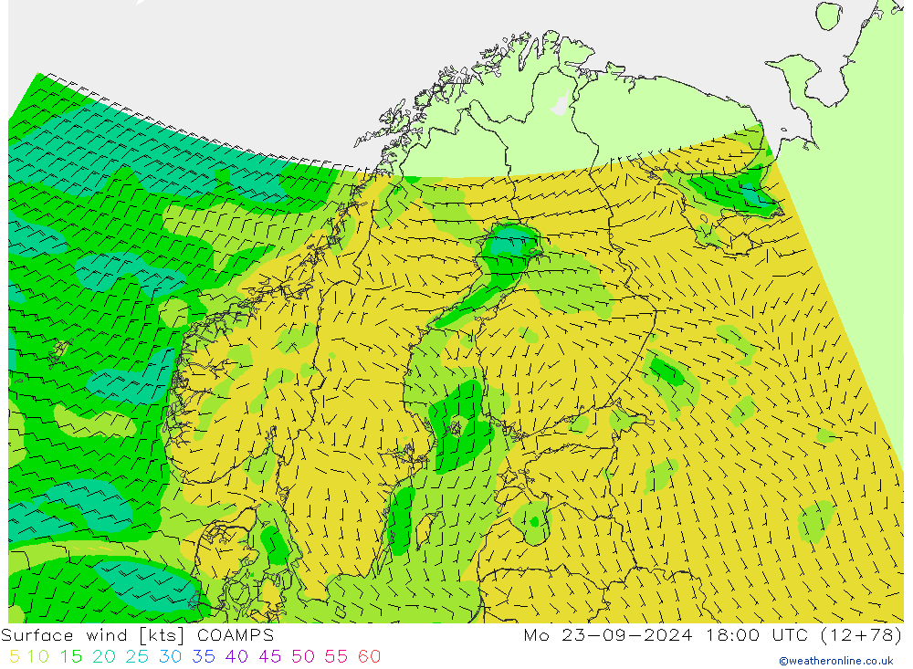 ветер 10 m COAMPS пн 23.09.2024 18 UTC