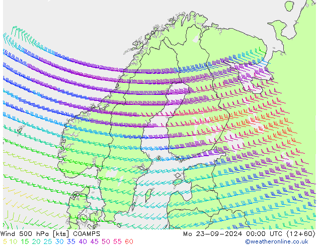 Vento 500 hPa COAMPS Seg 23.09.2024 00 UTC