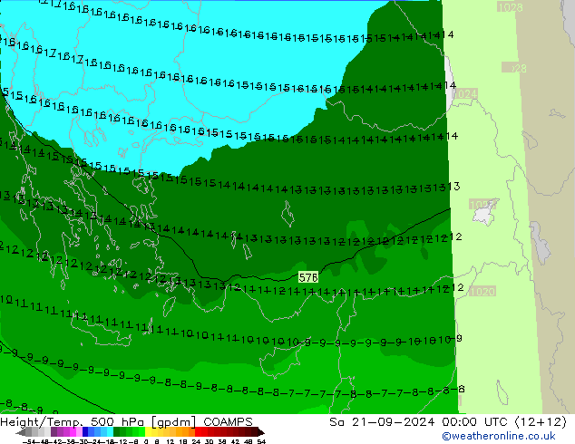 Height/Temp. 500 hPa COAMPS So 21.09.2024 00 UTC