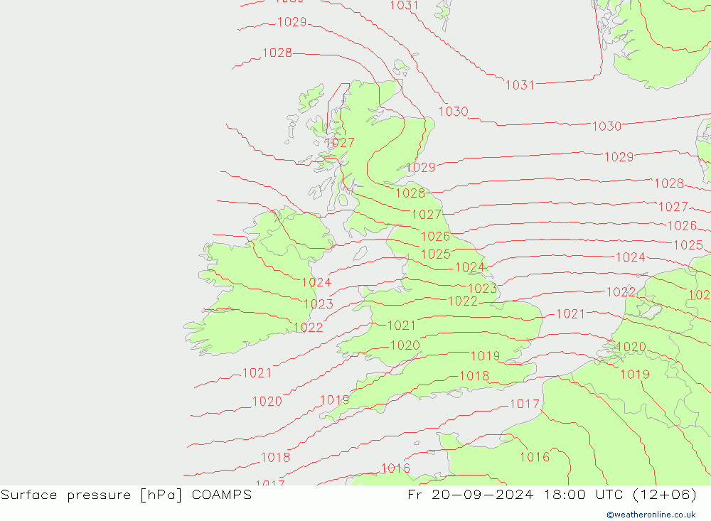 Atmosférický tlak COAMPS Pá 20.09.2024 18 UTC