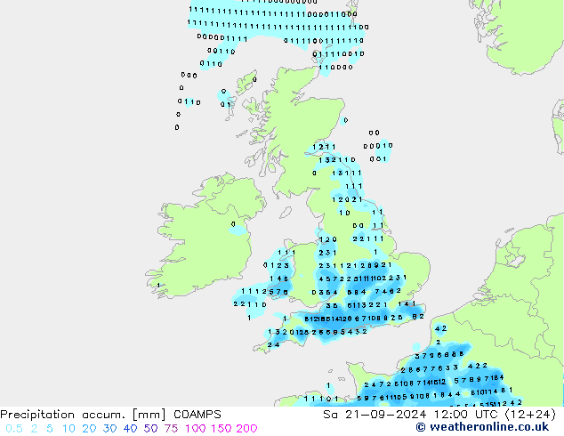 Precipitation accum. COAMPS Sa 21.09.2024 12 UTC