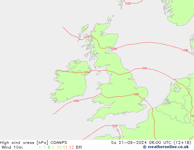 High wind areas COAMPS sáb 21.09.2024 06 UTC