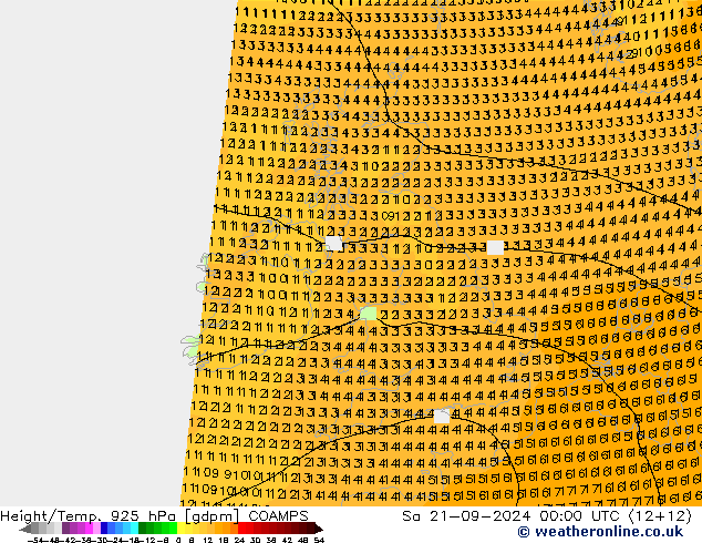 Height/Temp. 925 hPa COAMPS  21.09.2024 00 UTC