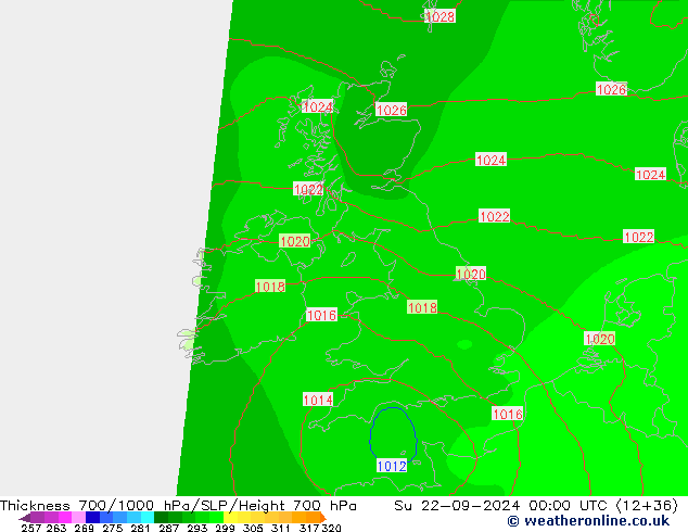 Schichtdicke 700-1000 hPa COAMPS So 22.09.2024 00 UTC