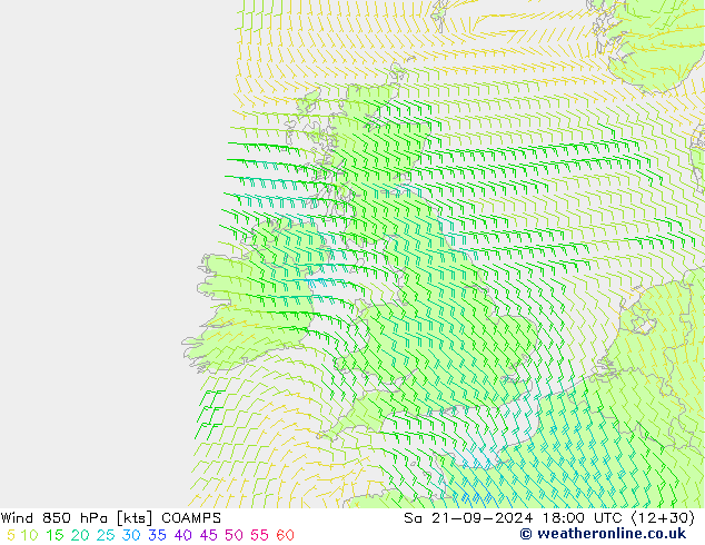 Wind 850 hPa COAMPS Sa 21.09.2024 18 UTC