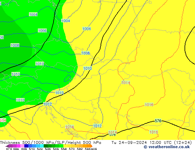 Schichtdicke 500-1000 hPa COAMPS Di 24.09.2024 12 UTC