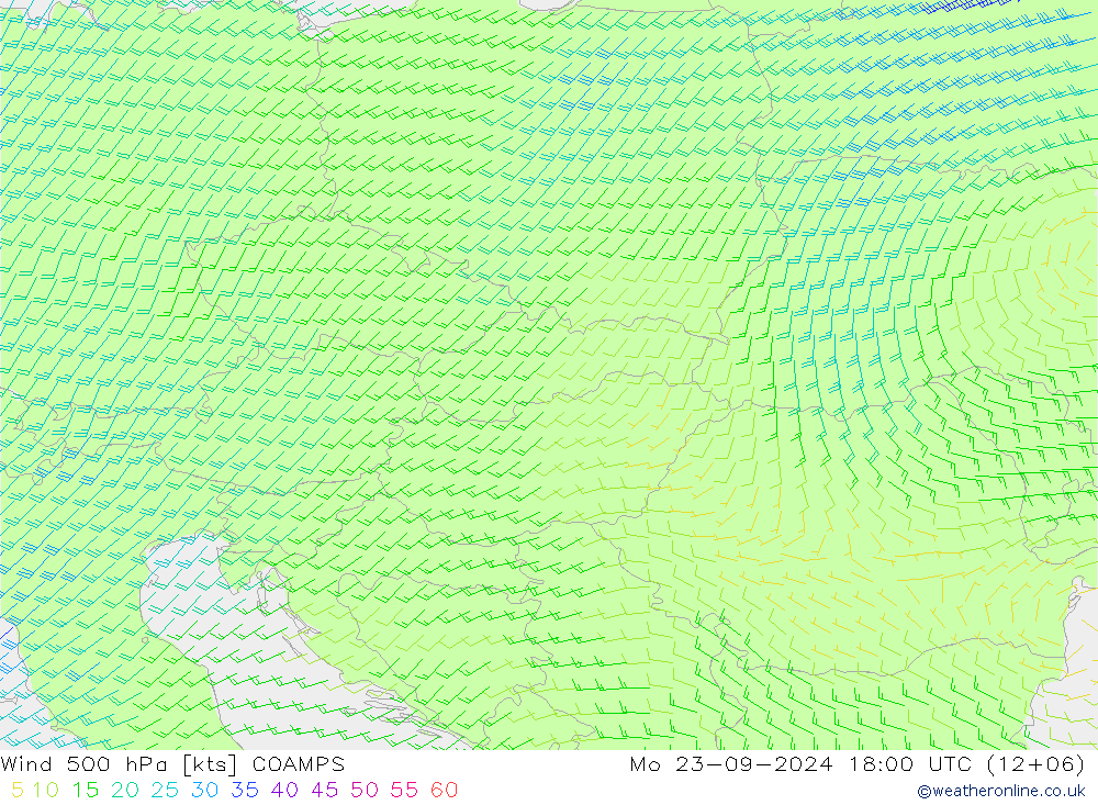 Wind 500 hPa COAMPS ma 23.09.2024 18 UTC