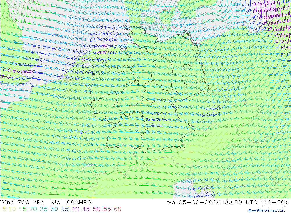 Wind 700 hPa COAMPS We 25.09.2024 00 UTC