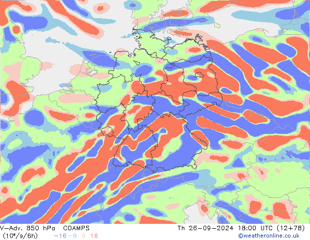 V-Adv. 850 hPa COAMPS gio 26.09.2024 18 UTC