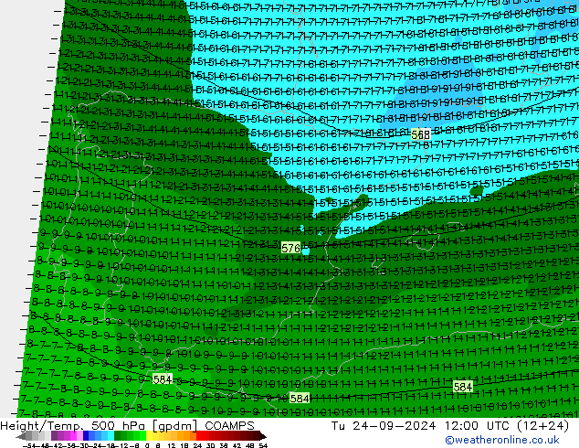 Height/Temp. 500 hPa COAMPS mar 24.09.2024 12 UTC