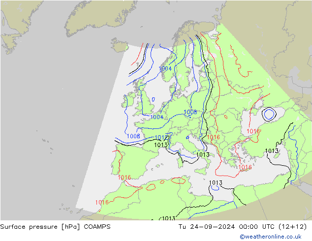 Atmosférický tlak COAMPS Út 24.09.2024 00 UTC