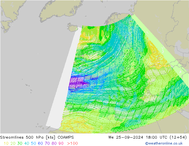 Rüzgar 500 hPa COAMPS Çar 25.09.2024 18 UTC