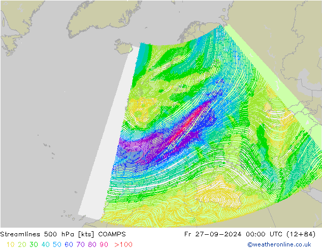 Stromlinien 500 hPa COAMPS Fr 27.09.2024 00 UTC