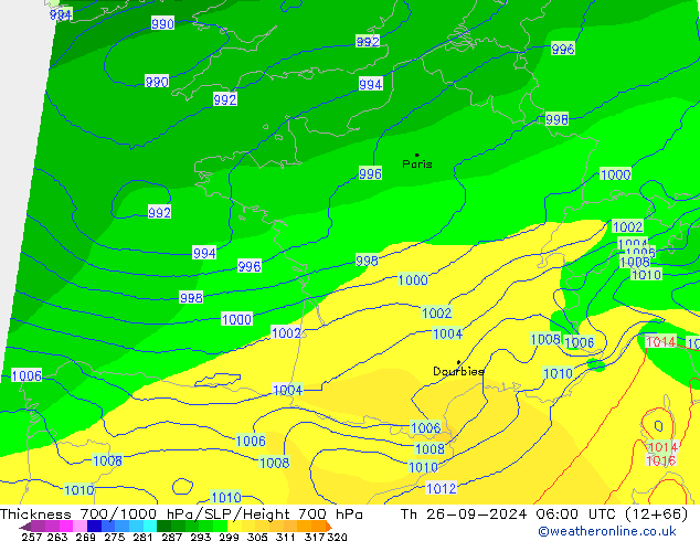 Thck 700-1000 hPa COAMPS Th 26.09.2024 06 UTC