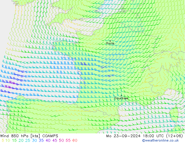 Wind 850 hPa COAMPS Mo 23.09.2024 18 UTC