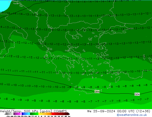 Height/Temp. 500 hPa COAMPS Qua 25.09.2024 00 UTC